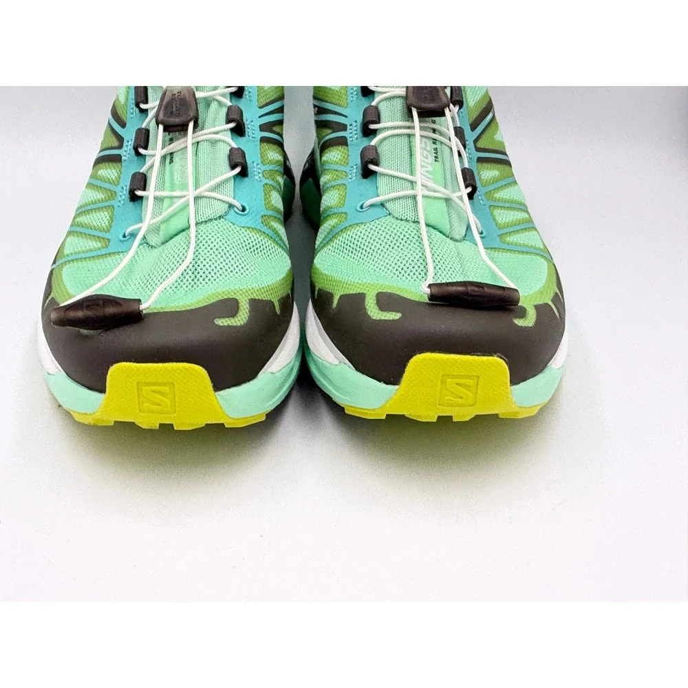 Salomon Wings Pro 2 Women 9.5 Trail Running Shoes Mint Green Lime Quicklace